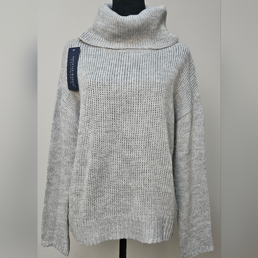 Gray Open-Back Turtle Neck Sweater- Size S